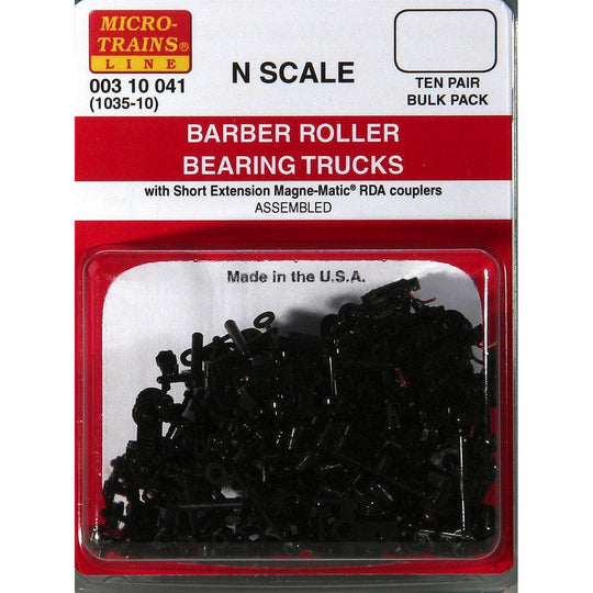 Micro-Trains, 003 10 041, N Scale, Barber Roller Bearing Trucks w/ short ext. couplers 10 pr (1035-10)