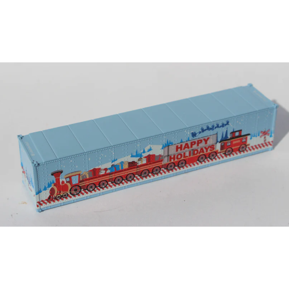 JTC, 485694, N Scale,  40' Smooth-side container, Happy Holidays 2021
