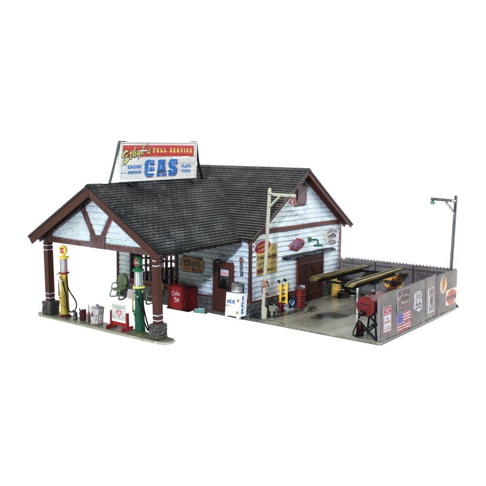 Woodland Scenics, N Scale, BR4935, Built and Ready, Ethyl's Gas and Service, (Interior Lighted)