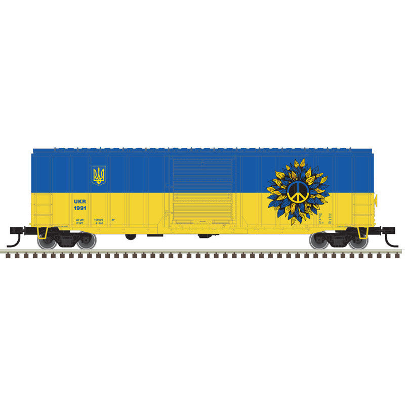 Atlas Trainman N 50006268 50' 6" Box Car, 2022 Ukraine Peace Car #1991