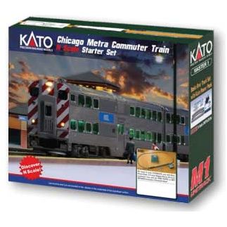 Kato, N Scale, 106CHICAGO, F40PH Gallery Bi-Level Commuter Train Starter Set, Chicago Metra "City Of Chicago"