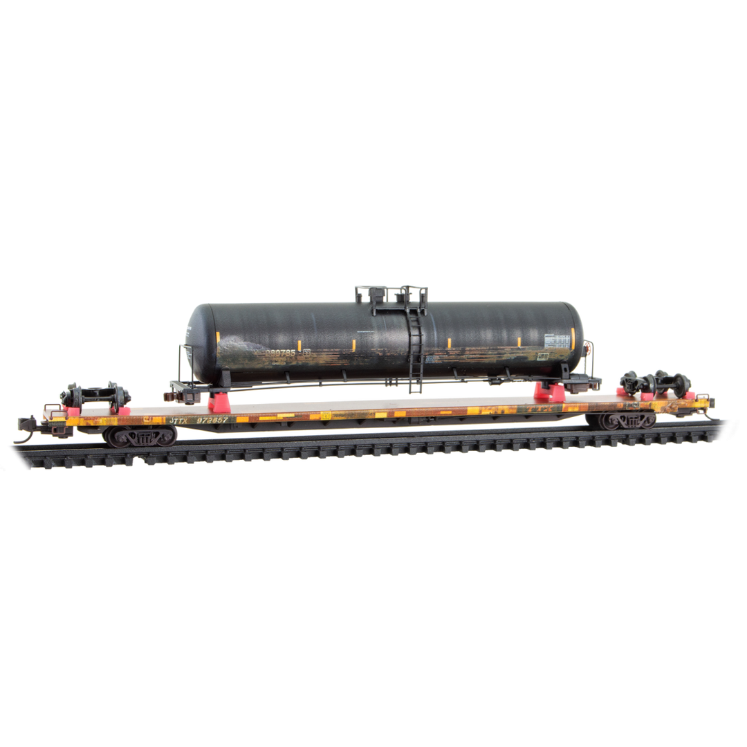 Micro Trains, N Scale, 071 144 941, 89' Flat Car  with Tank Car Load