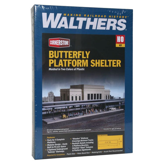 Walthers Cornerstone, HO Scale,  933-3175, Butterfly Platform Shelter Kit (4)