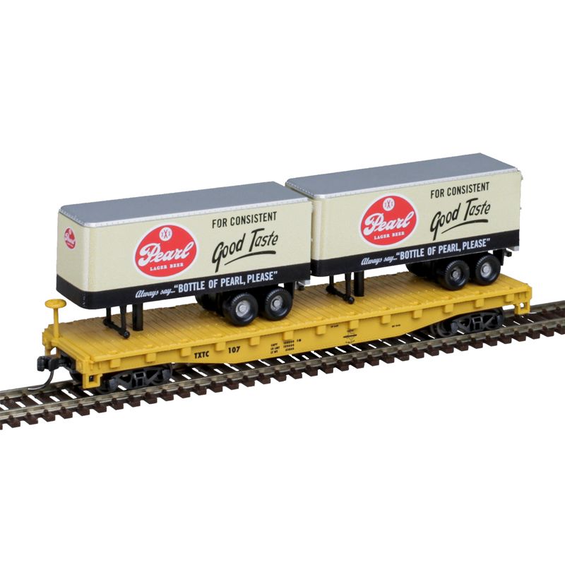 Atlas, 50 006 512, N Scale, Flat Car with 24' Trailers, TXTC, Pearl, #107