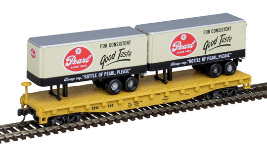 Atlas, 50 006 512, N Scale, Flat Car with 24' Trailers, TXTC, Pearl, #107