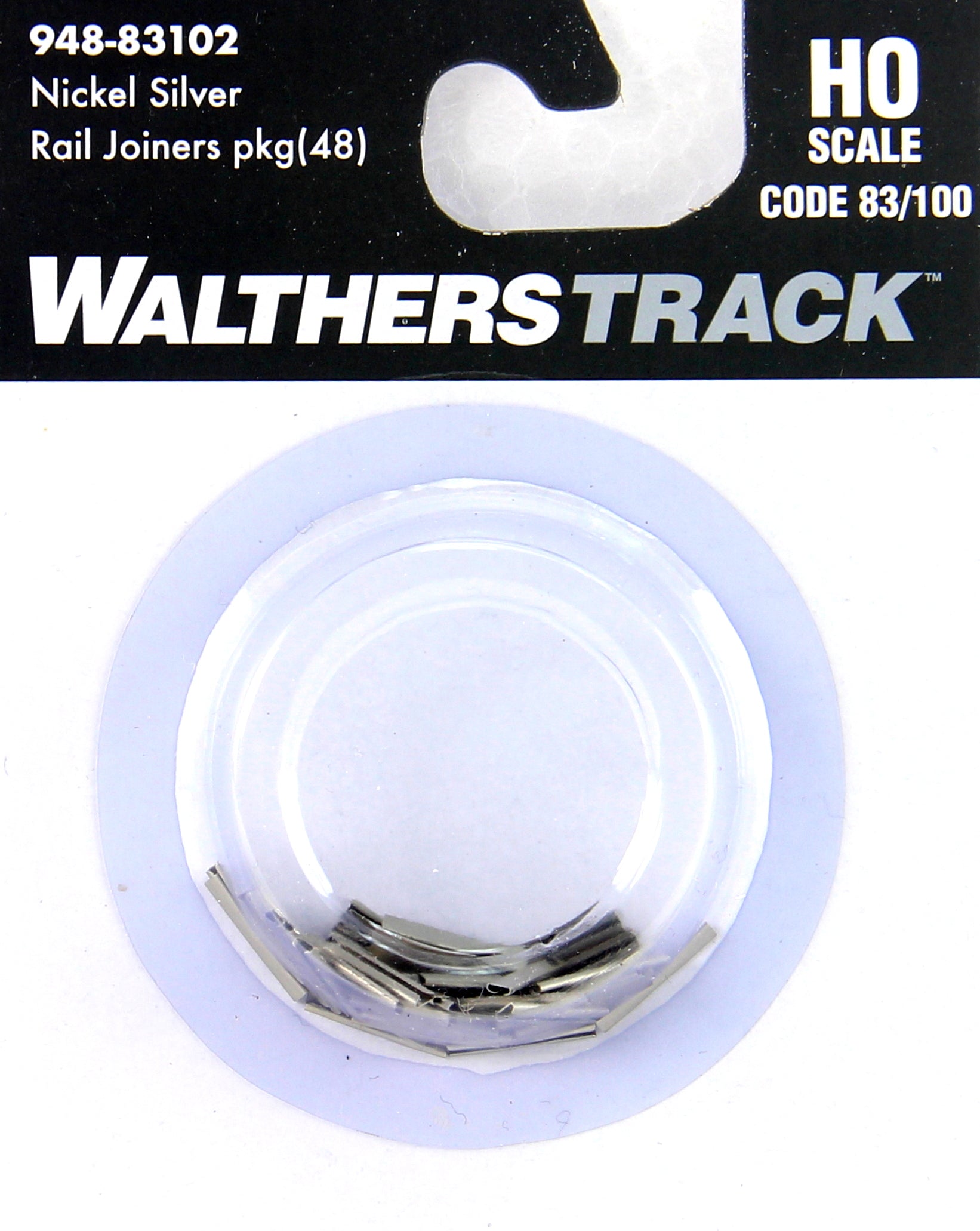 Walthers Track, HO Scale,  948-83102, Nickel Silver Rail Joiners, For Codes 83/100 Track (48)