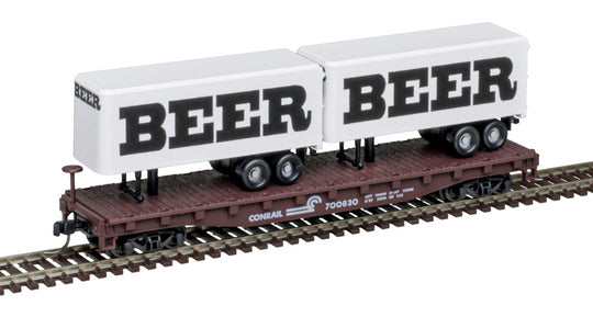 Atlas, 50 006 518, N Scale, Flat Car with 24' Trailers, Conrail, BEER, #700922