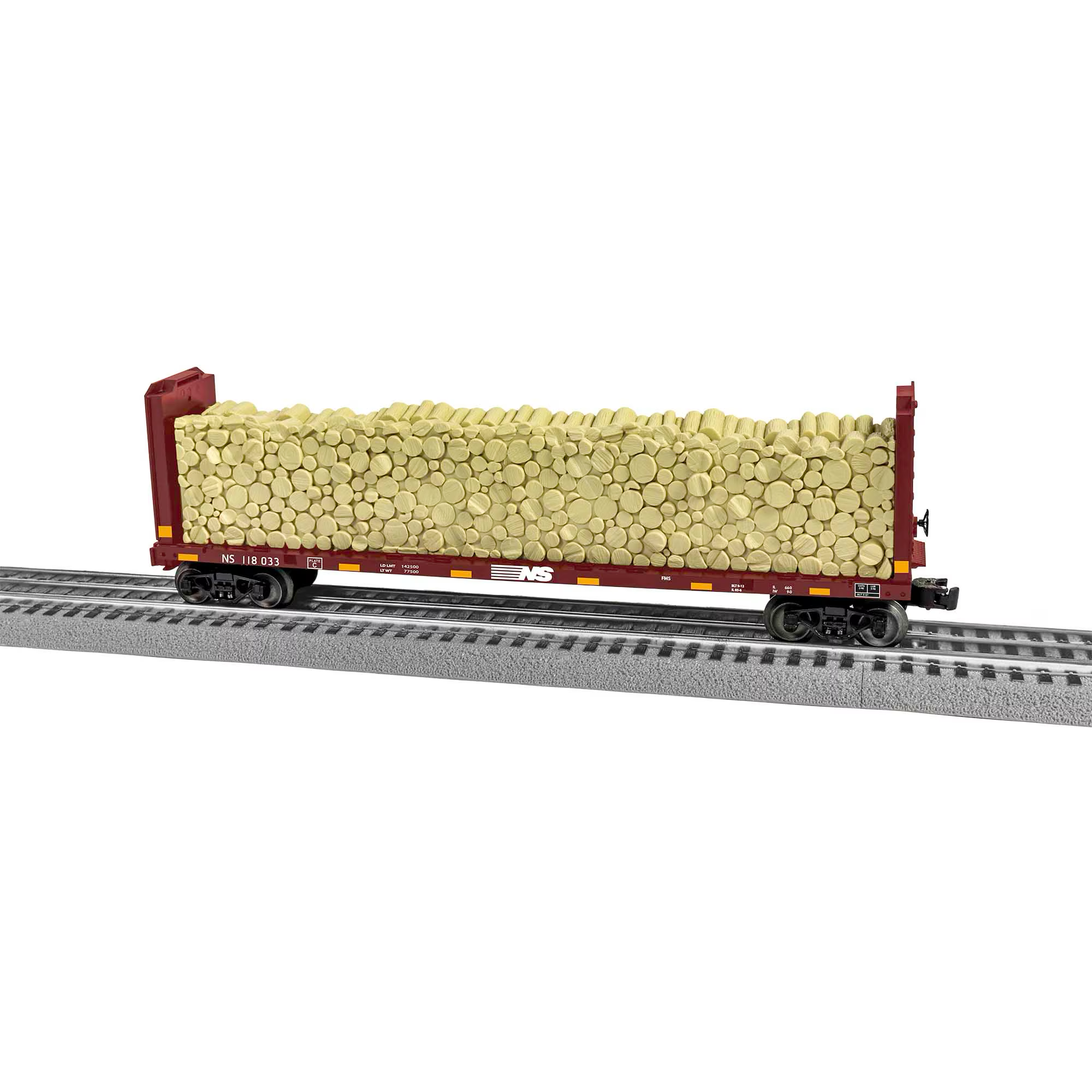 Lionel, O Scale, 2043112, Bulkhead Flatcar, Norfolk Southern, #118033