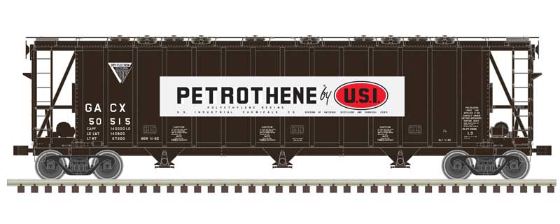 Atlas, N Scale, 50006332, General American 3500 Dry-Flo 3-Bay Covered Hopper,USI Petrothene, GACX, #50324