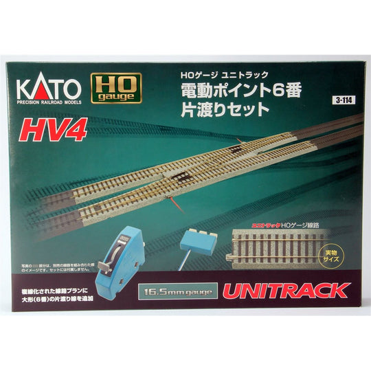 Kato, HO Scale, 3-114, HV-4, Electric Turnout No. 6 Left Hand Single Crossover Track Set