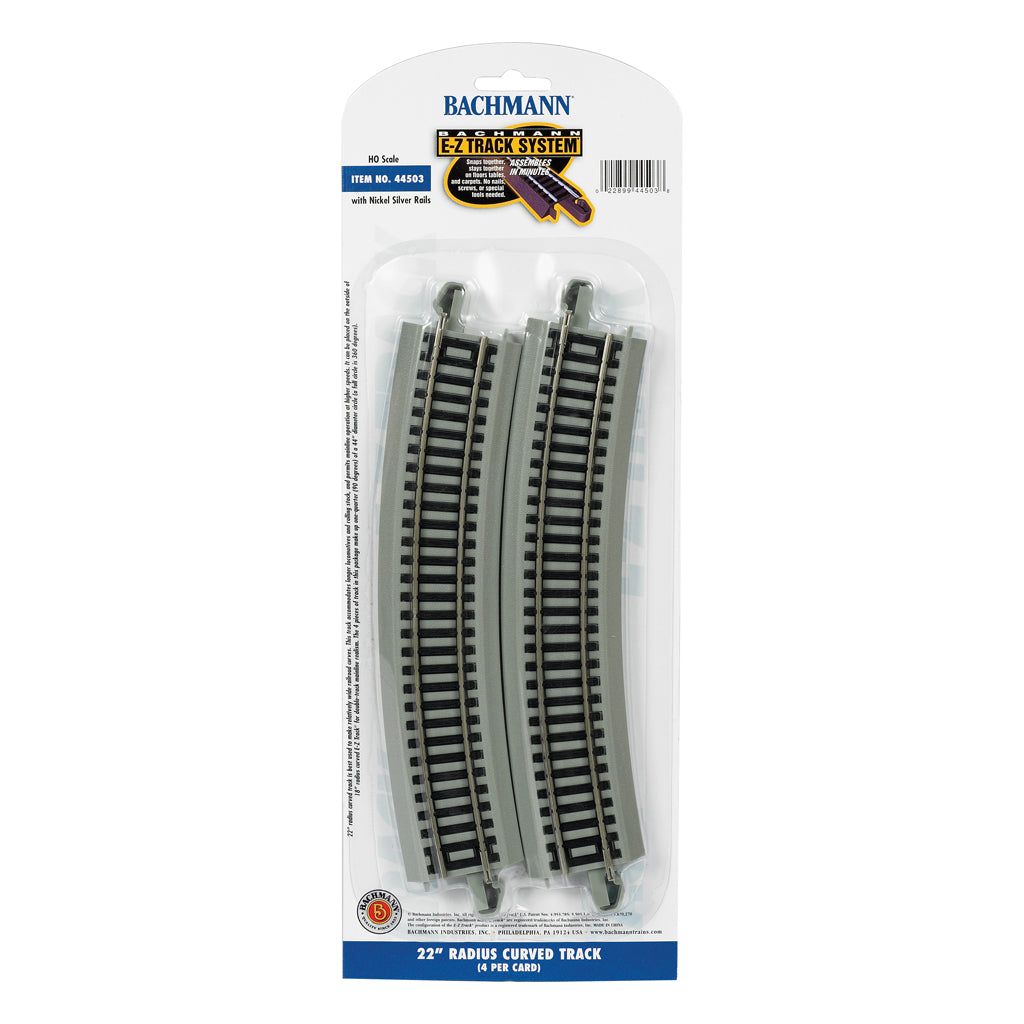 Bachmann, 44503, HO Scale, Nickel Silver EZ Track, 22" Radius Curve, 4 Pack