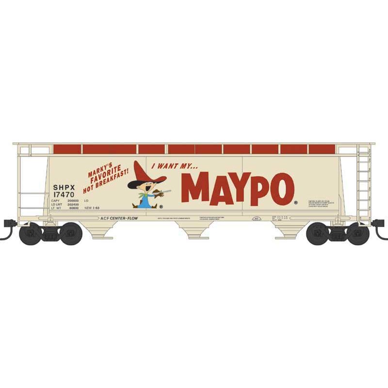 Bowser, 38146, N Scale, 3-Bay Cylindrical Covered Hopper, Maypo, #17470