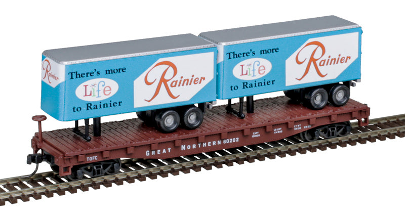 Atlas, 50 006 514, N Scale, Flat Car with 24' Trailers, GN,Rainier, #60220