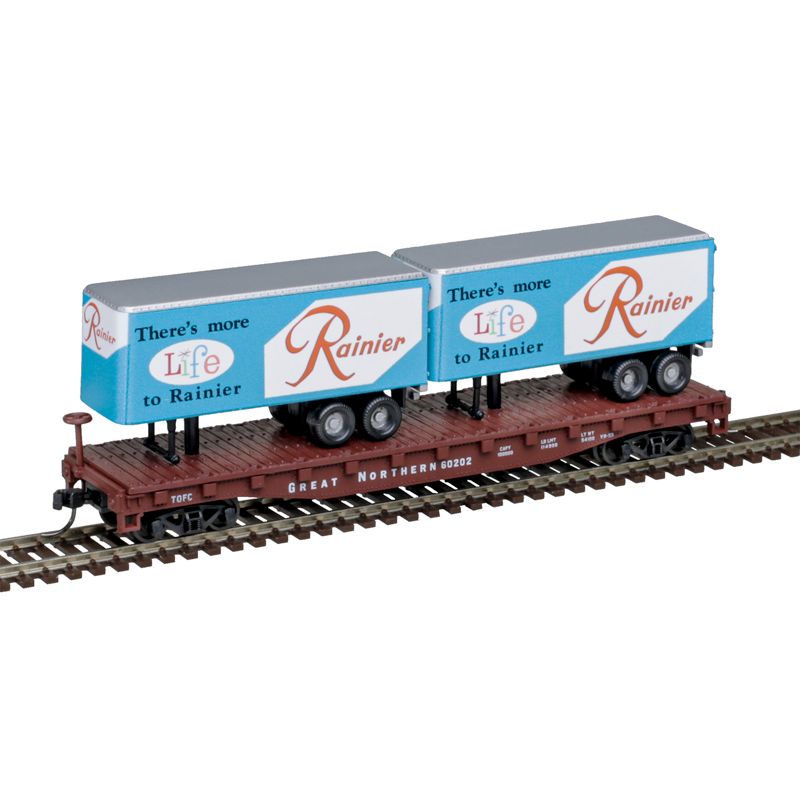 Atlas, 50 006 514, N Scale, Flat Car with 24' Trailers, GN,Rainier, #60220