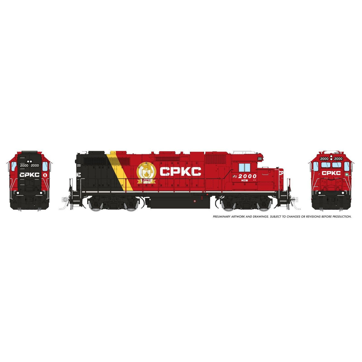 Rapido, 38076, HO Scale, EMD GP38 Low Nose - Standard DC – Canadian Pacific Kansas City CPKC #2000 (red, black, yellow)