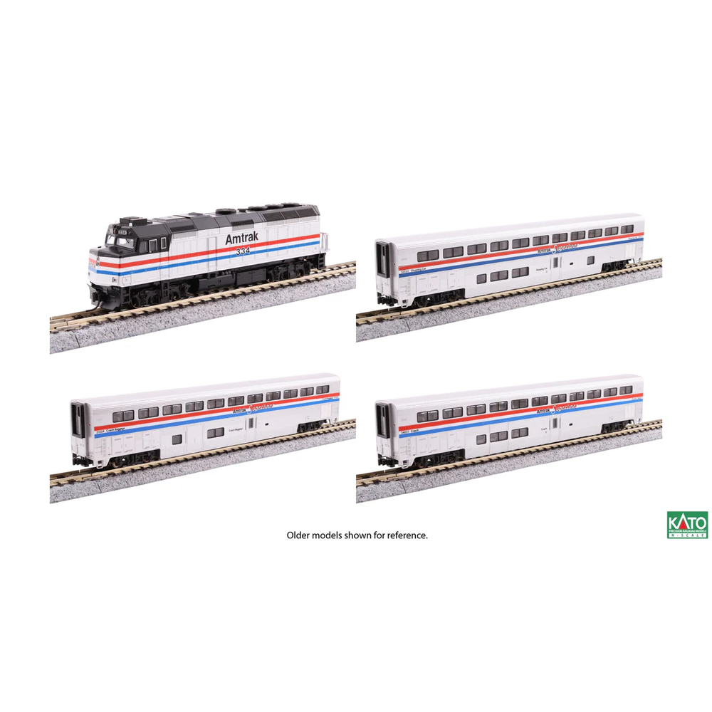 Kato, 106-3530,  N Scale, F40PH & Superliner Set, Amtrak Phase III (4-Pack)
