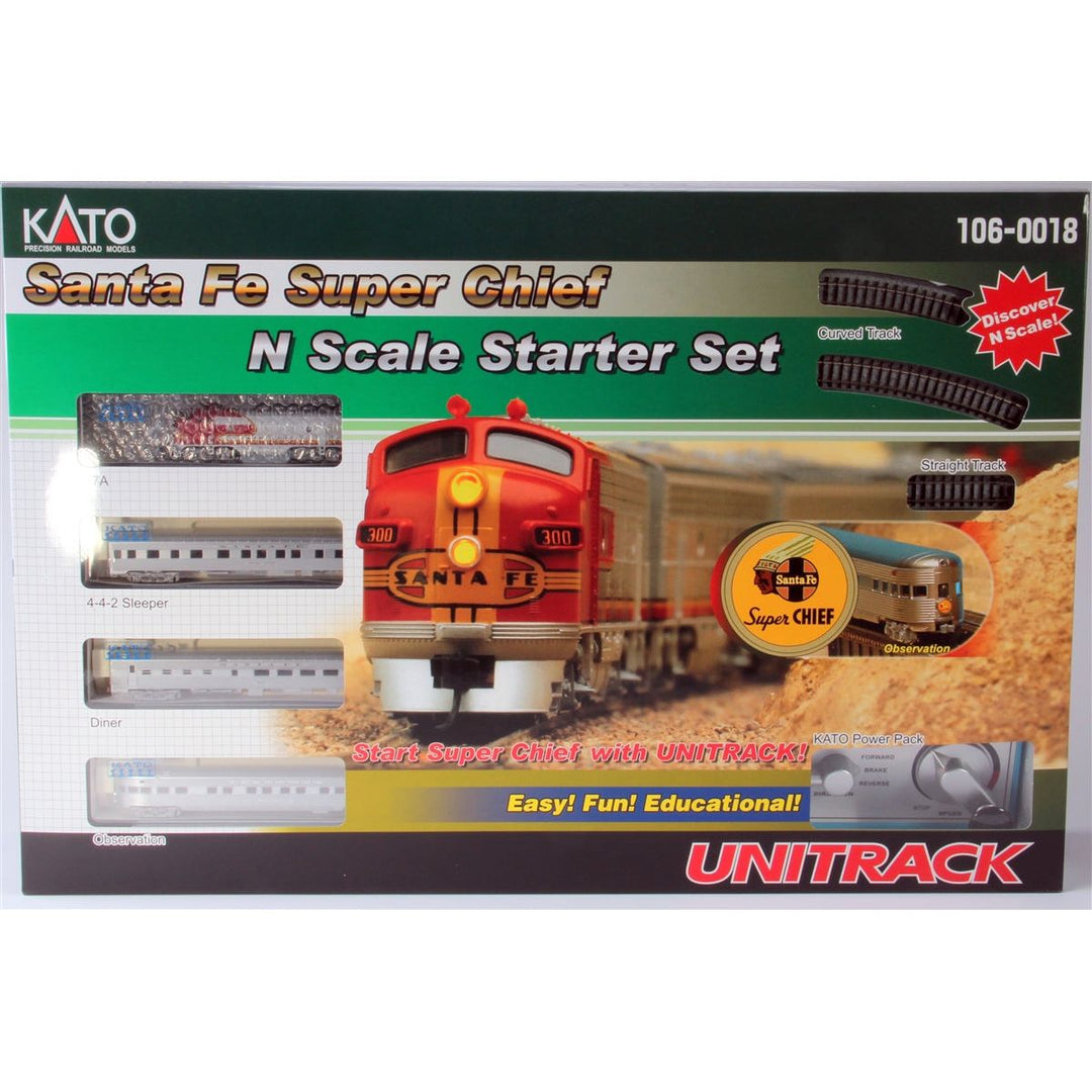 Kato, N Scale, 106-0018, Santa Fe Super Chief Starter Train Set With Track And Power Pack