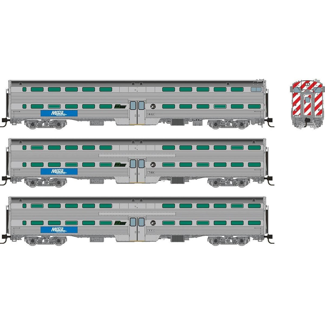 Rapido, 545004, N Scale, Gallery Communiter Car, Metra - BN Logo Set#2, 3 Pacl
