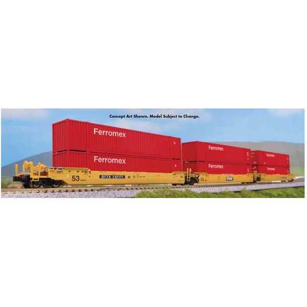 Kato, N Scale 106-6188, MAXI-IV 3-Unit Well Cars ,With 6 Ferromex Containers, TTX DTTX, #732335