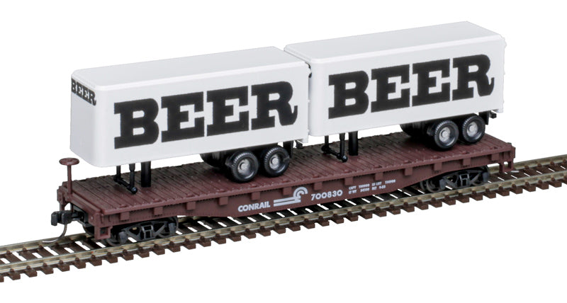 Atlas, 50 006 517, N Scale, Flat Car with 24' Trailers, Conrail/BER #700830