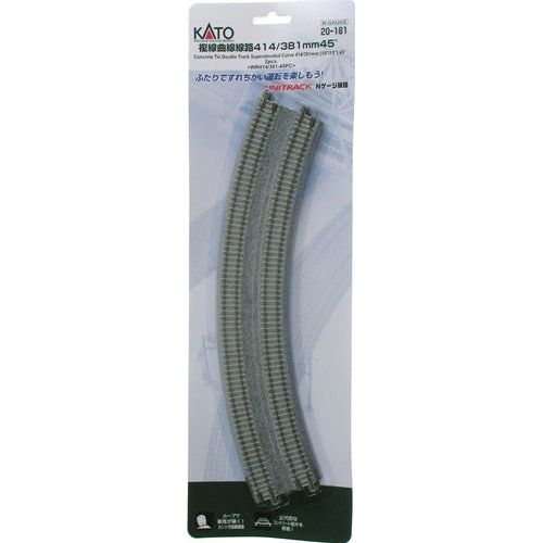 Kato, 20-181, N Scale, Unitrack Concrete Tie Double Super-Elevated 15"/19" Radius 45-Degree Curved Track [2 pieces]