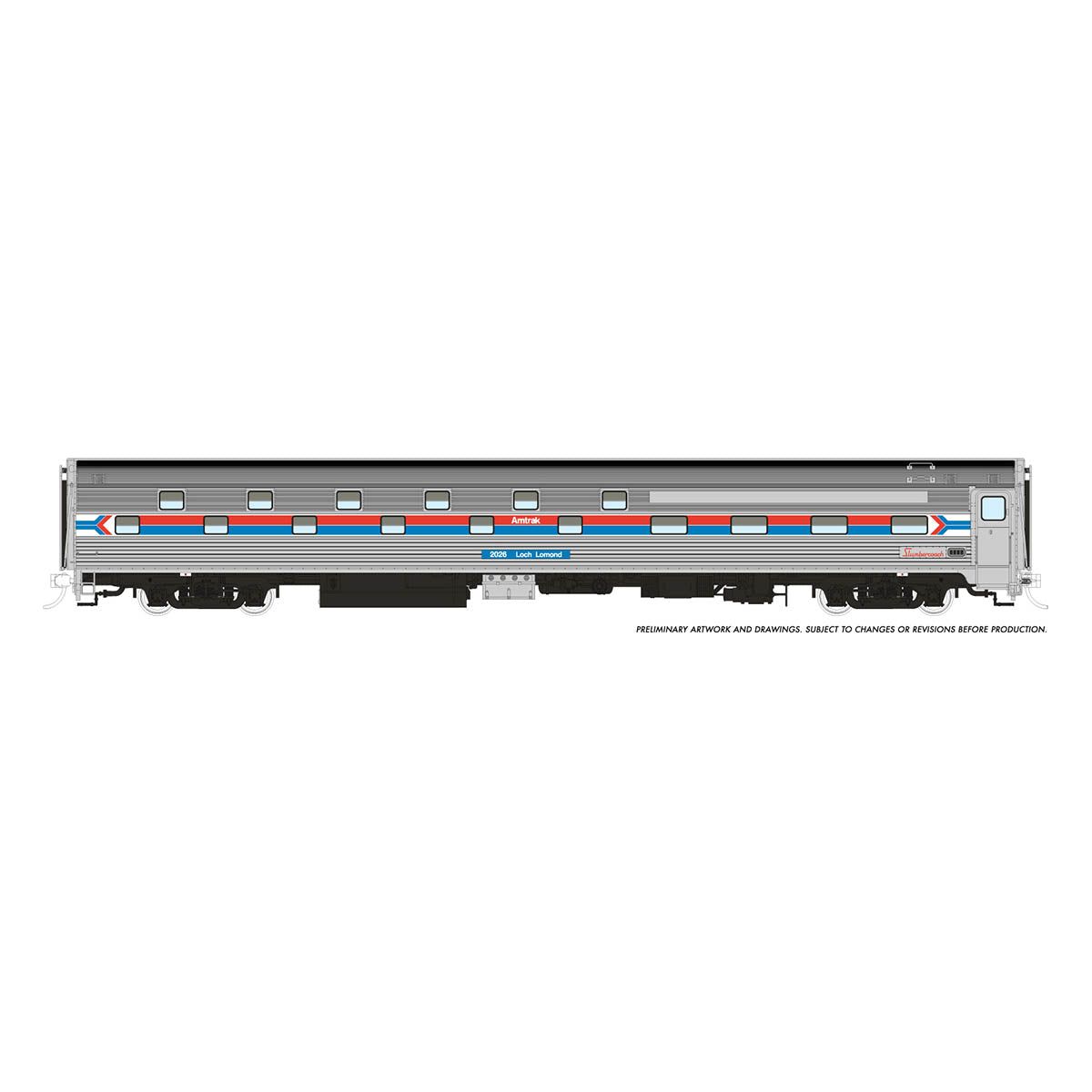 Rapido, HO Scale, 141002, Budd Slumbercoach, Amtrak (Phase 1), #2026, "Loch Lomond"