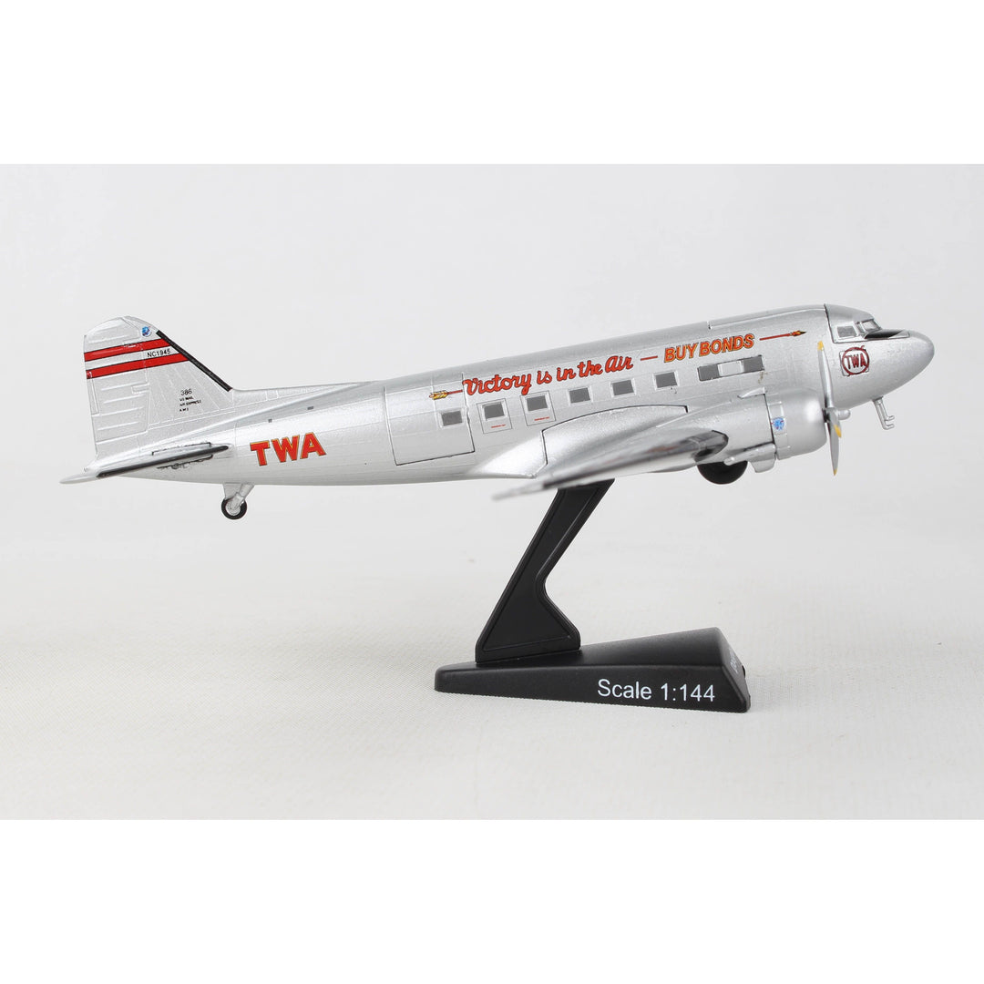 Daron Postage Stamp, PS5559-4, Douglas, DC-3, TWA, 1:144