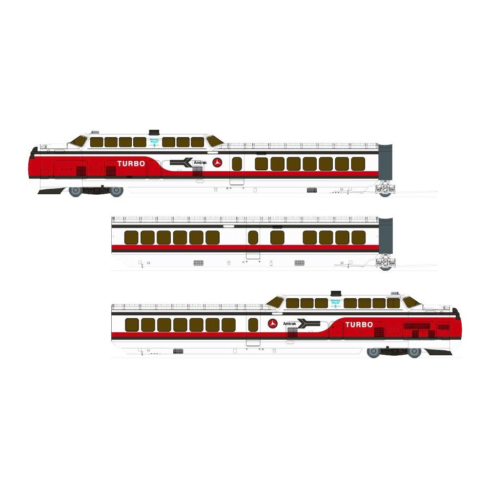 Rapido, HO Scale, 203509, UAC TurboTrain 3-Car Car Set, Amtrak, DCC and Sound