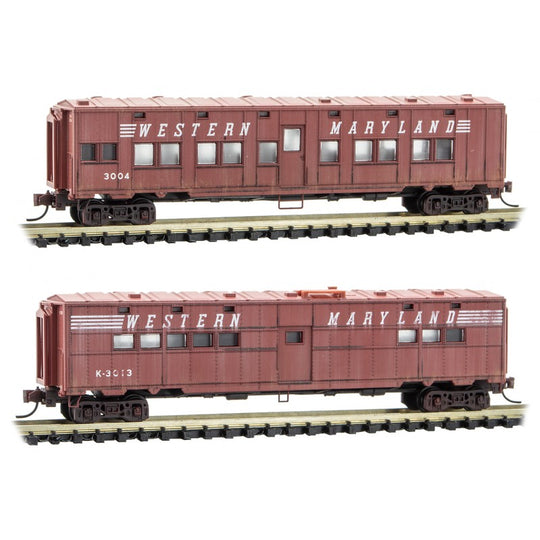 Micro-Trains, N Scale, 99305570, Weathered 50' Troop Car, Western Maryland, (2-Pack)