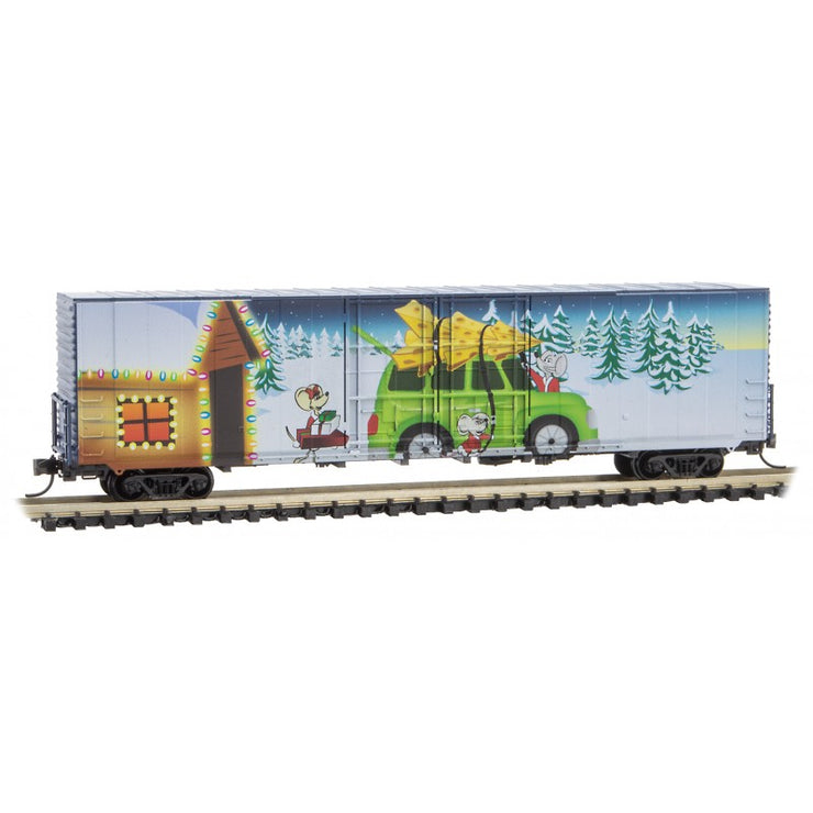Micro-Trains N 10200150 60' Box Car With Excess Height, Double Plug Doors, And Rivet Side, Micro-Mouse (2020 Christmas Car)
