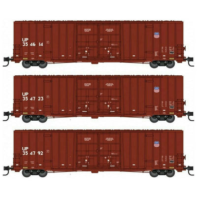Micro-Trains, N Scale, 993 02 150, 60' Rib Side High-Cube Double Plug Box Car, Union Pacific (3-Pack)