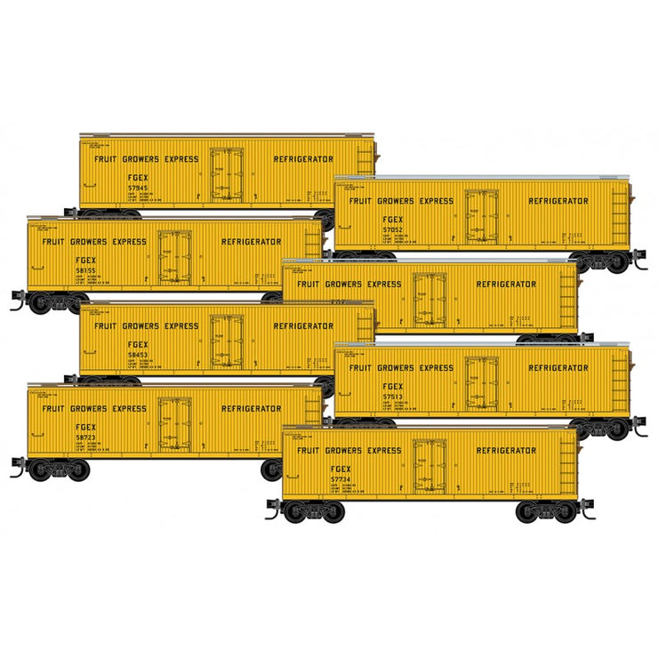 Micro-Trains, N Scale, 99300823,  40' Double-Sheathed Wood Reefer, Fruit Growers Express (8-Pack)