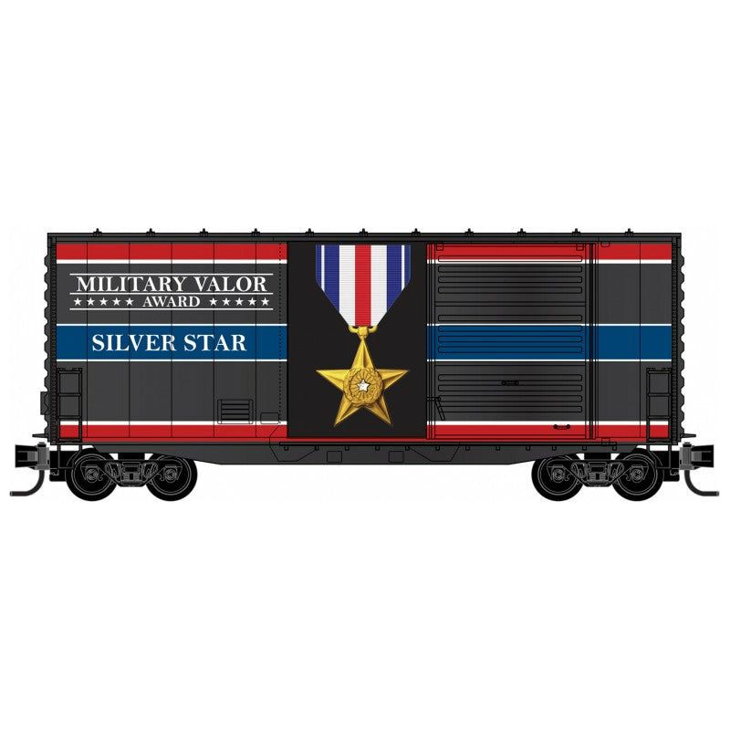 Micro-Trains, N Scale, 101 00 765, 40' Hy-Cube Box Car With Single Door, Military Valor Award - Silver Star