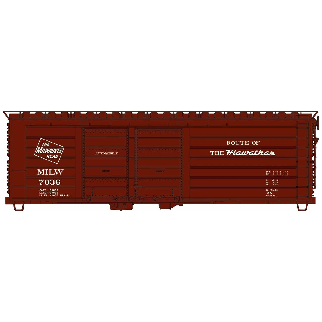 Accurail, 3985, HO Scale, 40' Double Door Automobile Box Car Kit, Milwaukee Road, #7036, (HO Scale Kit)