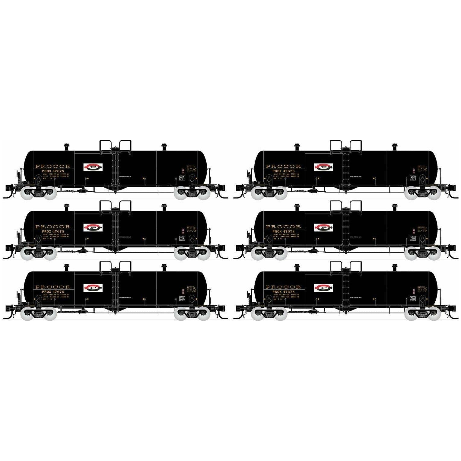 Rapido, 535004, N Scale, Procor 20K gal Tank Car, PROX  As Delivered Split "P" Logo - 6-Pack #2