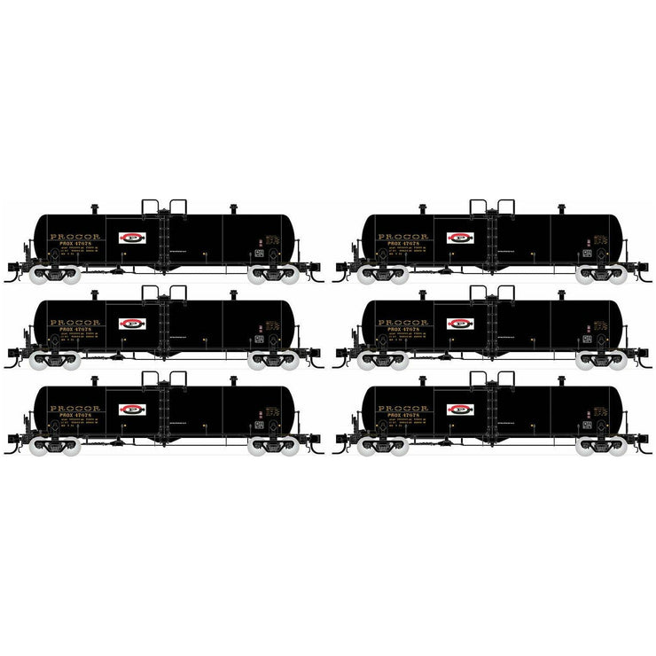 Rapido, 535003, N Scale, Procor 20K gal Tank Car, PROX  As Delivered Split "P" Logo - 6-Pack #1