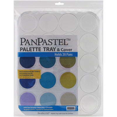 Contains (1) 14 x 11.375 x 0.75"  Clear plastic palette tray with cover for holding (20) PanPastels PanPastels not included The perfect palettes & organizers for PanPastel Colors Hold pans securely  Each palette includes a cover Stackable