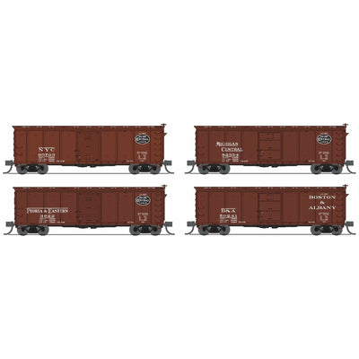 Broadway Limited Imports, N Scale, 7271, NYC, 1930s 40' Steel Box Cars, Variety Set B, (4 Pack)