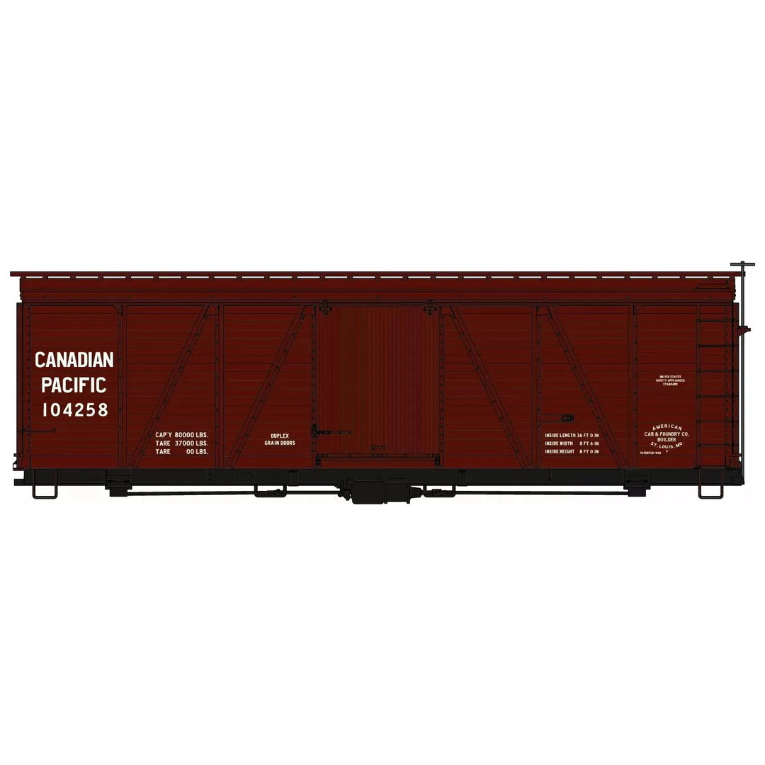 Accurail, 1184, HO Scale, 36' Fowler Wood Boxcar, Canadian Pacific, (HO Scale Kit)