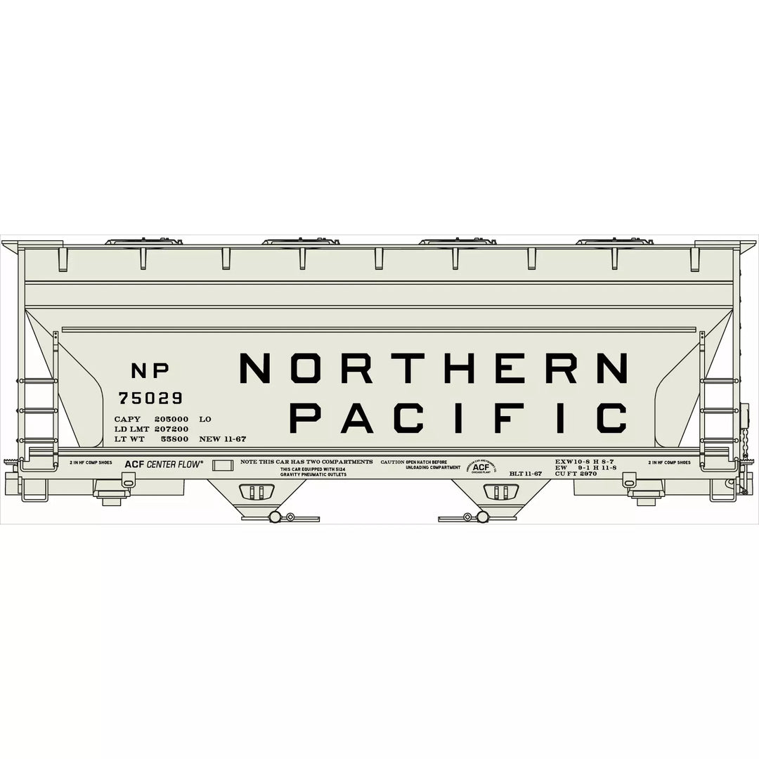 Accurail, 2206, HO Scale, 40' ACF 2-Bay Covered Hopper Kit, Northern Pacific #75029, (HO Scale Kit)