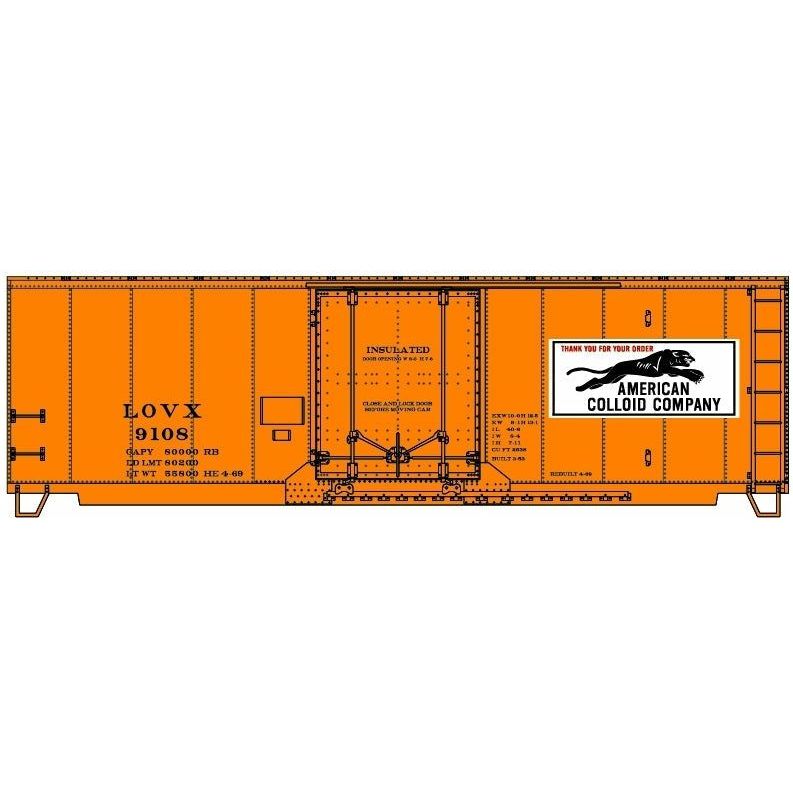 Accurail, 81411, HO Scale, 40' Insulated Steel Box Car Kit, American Colloid Company, #9108, (HO Scale Kit)