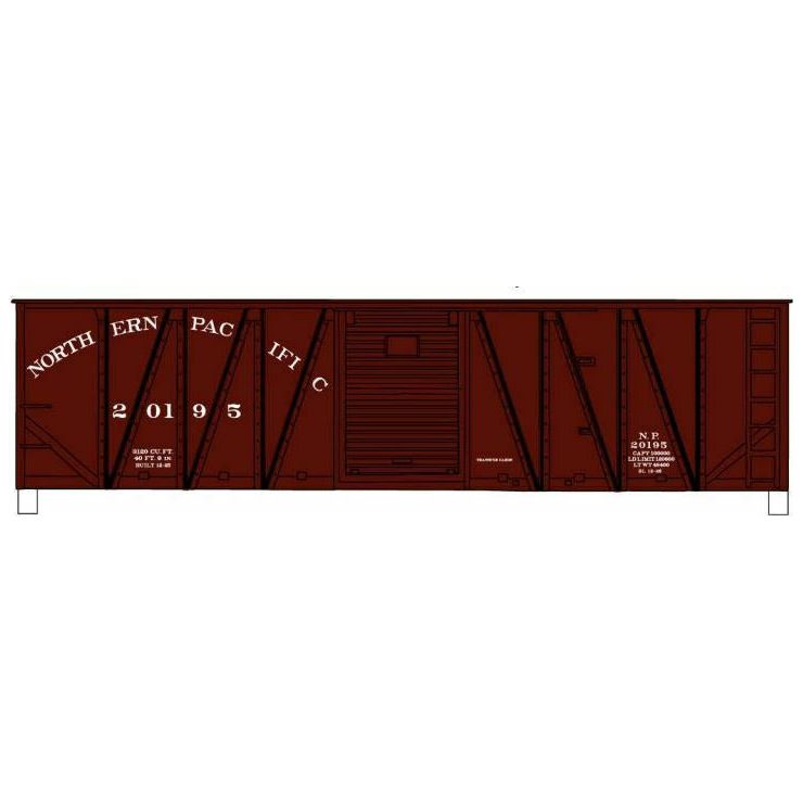 Accurail, HO Scale, 81441, 40' Single Sheathed Wood Box Car, Northern Pacific, #20195, (HO Scale Kit)