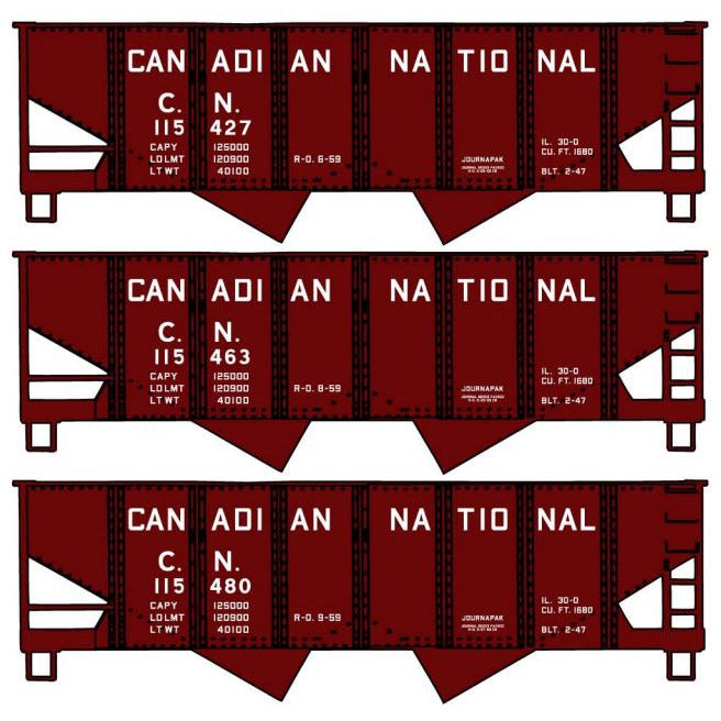 Accurail, HO Scale, 8145, Twin Hopper Car Kit, Canadian National - ( 3 Pack), Kit