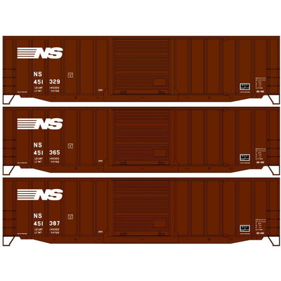 Accurail, HO Scale, 8147, 50' Exterior Post Welded-Side Box Car Kits, Norfolk Southern (3-Pack) Kit