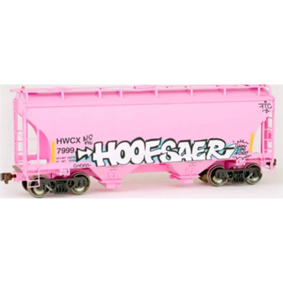 American Limited, HO Scale, 2034, Trinity 3281 2-Bay Covered Hopper, Halliburton, #7999, with HOOFSAER Graffiti