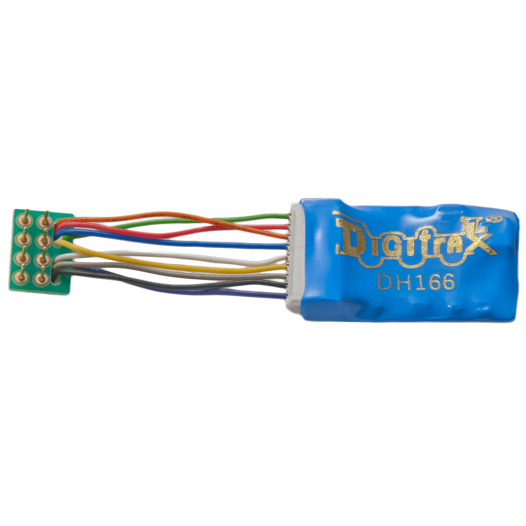 Digitrax, DH166PS, DCC Decoder, 9 Pin to 8 Pin, (With Medium Plug 1.0" Harness), 1.5 Amp/2 Amp Peak