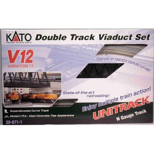 Kato, N Scale, 20-871, Unitrack Double Track, Variation Set 12, (Super Elevated Curves And Modern Concrete Ties)