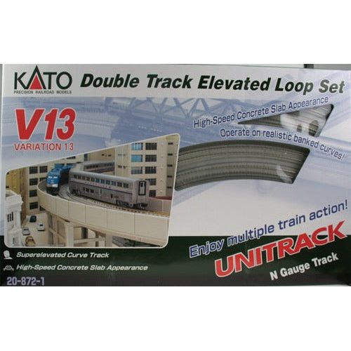 Kato, N Scale, 20-872, Unitrack Double Track Elevated Loop, Variation Set 13, (Super Elevated Curves And Concrete Slab Appearance)