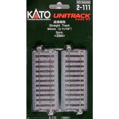 Kato, HO Scale, 2-111 Unitrack 94mm 3-11/16" Straight (2 Pieces)