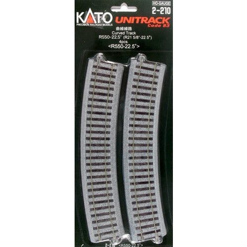 Kato, HO Scale, 2-210, Unitrack, R550mm 21-5/8", 22.5-Degree, (4)